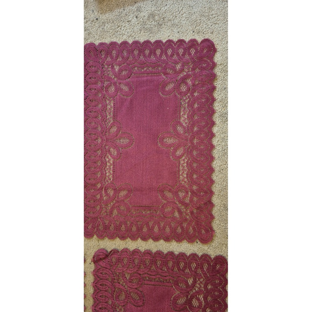 Burgundy Lace‎ Table Runner & Placemat Set – 6pc Matching Vintage Style - Picture 3 of 5